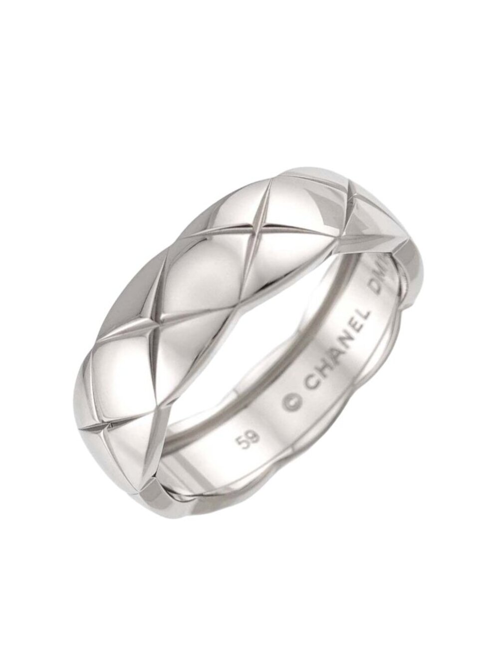 Chanel Coco Crush 59 Ring 18k WG 750 Quilted